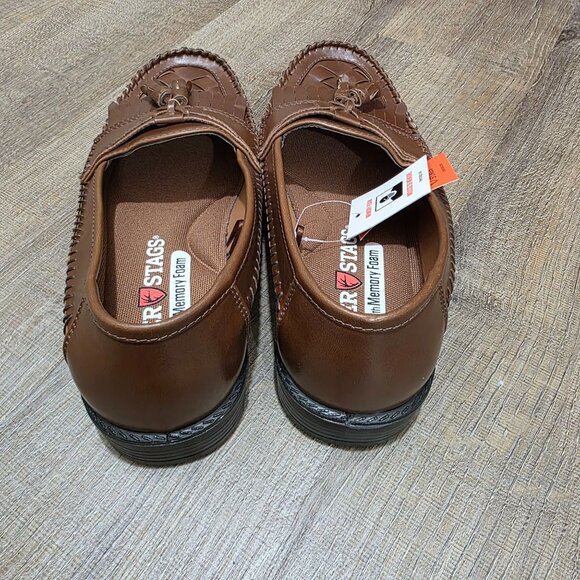 Men’s Brown Slip-On Loafers Tassel Moc Toe Comfort Memory Foam Size 10 - Picture 9 of 11